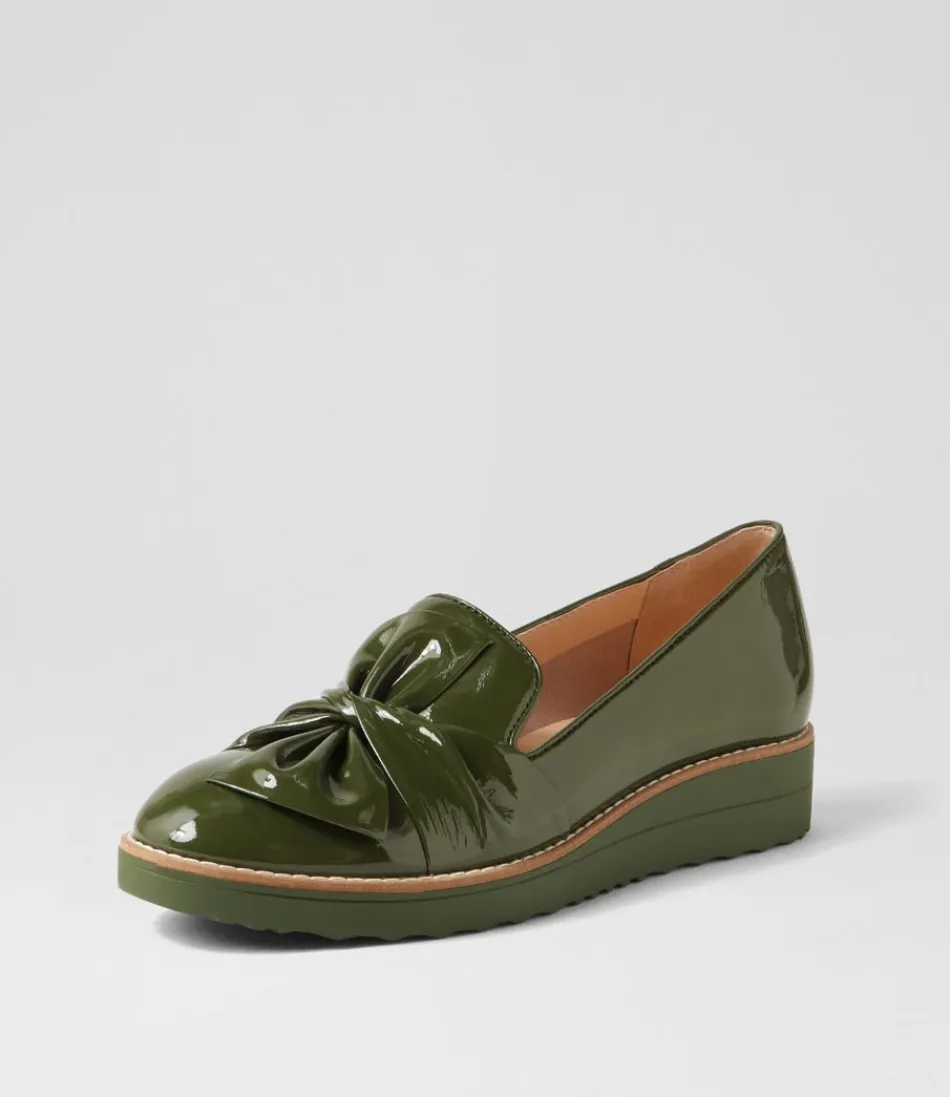 Women TOP END Loafers<Oclem Khaki Patent Leather Loafers