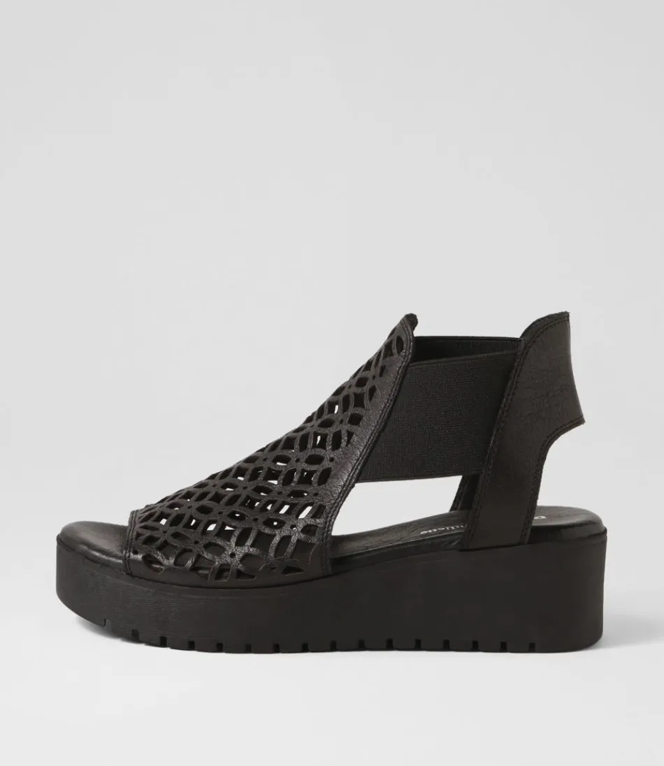 Women DJANGO & JULIETTE Wedges<Odate Black Leather Sandals