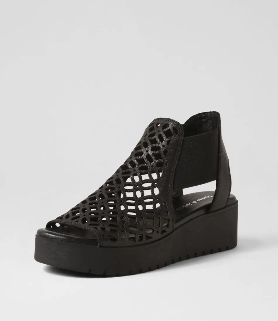 Women DJANGO & JULIETTE Wedges<Odate Black Leather Sandals