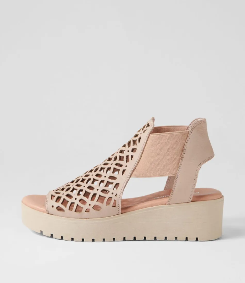 Women DJANGO & JULIETTE Wedges<Odate Cafe Nude Leather Sandals