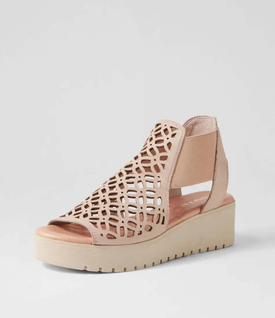 Women DJANGO & JULIETTE Wedges<Odate Cafe Nude Leather Sandals