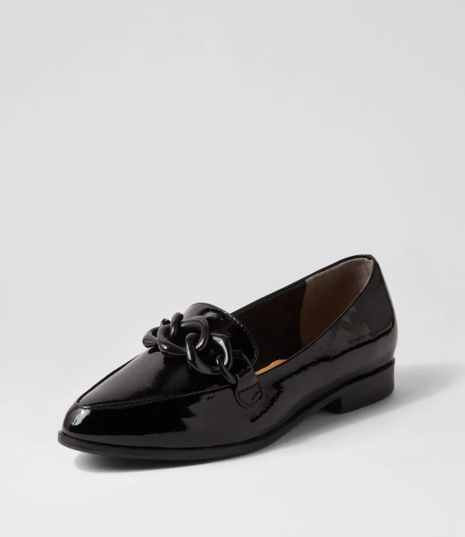 Women ZIERA Loafers<Olange Xw Black Wrinkle Patent Loafers