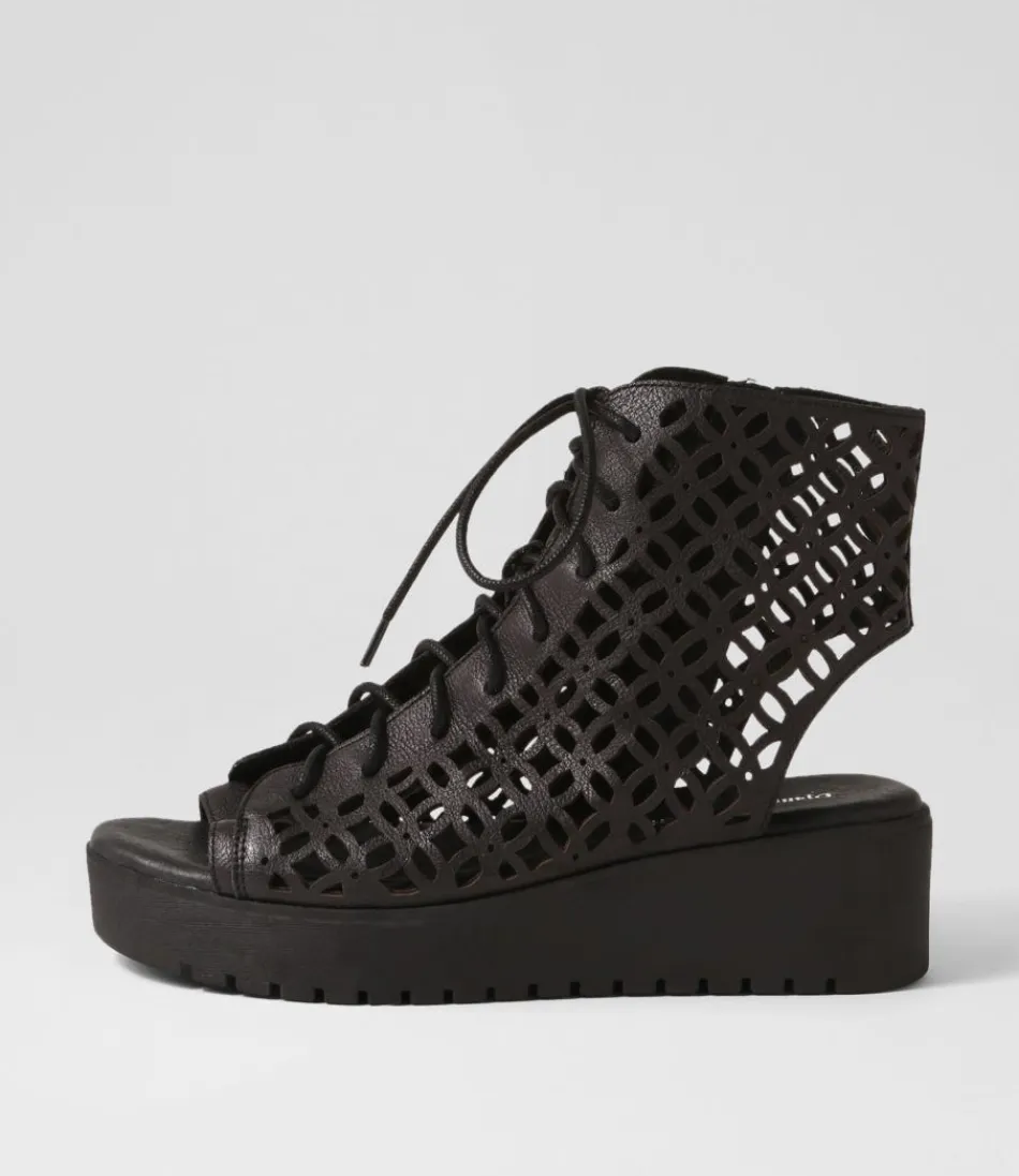 Women DJANGO & JULIETTE Wedges<Olava Black Leather Sandals