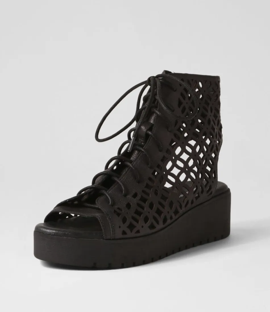 Women DJANGO & JULIETTE Wedges<Olava Black Leather Sandals