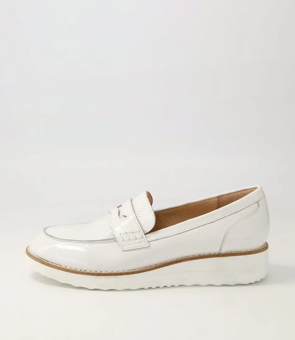 Women TOP END Loafers<Oley White Patent Leather Flat Shoes