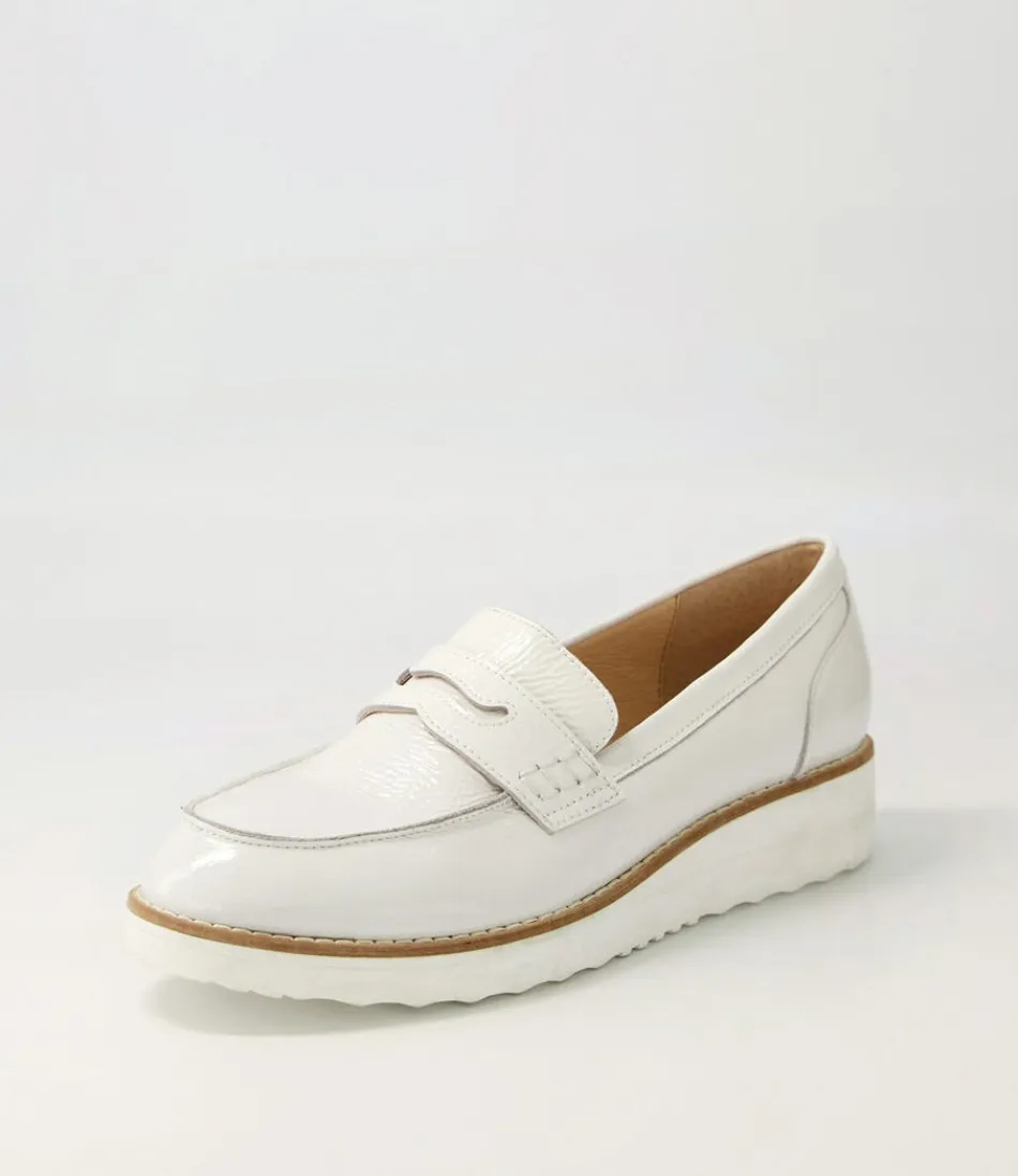 Women TOP END Loafers<Oley White Patent Leather Flat Shoes