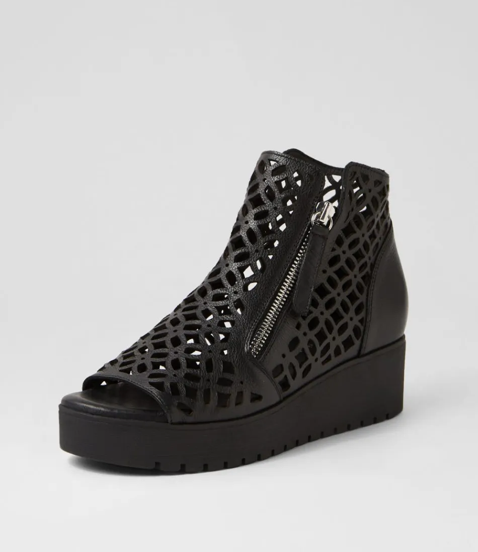 Women DJANGO & JULIETTE Wedges<Olizzi Black Leather Sandals