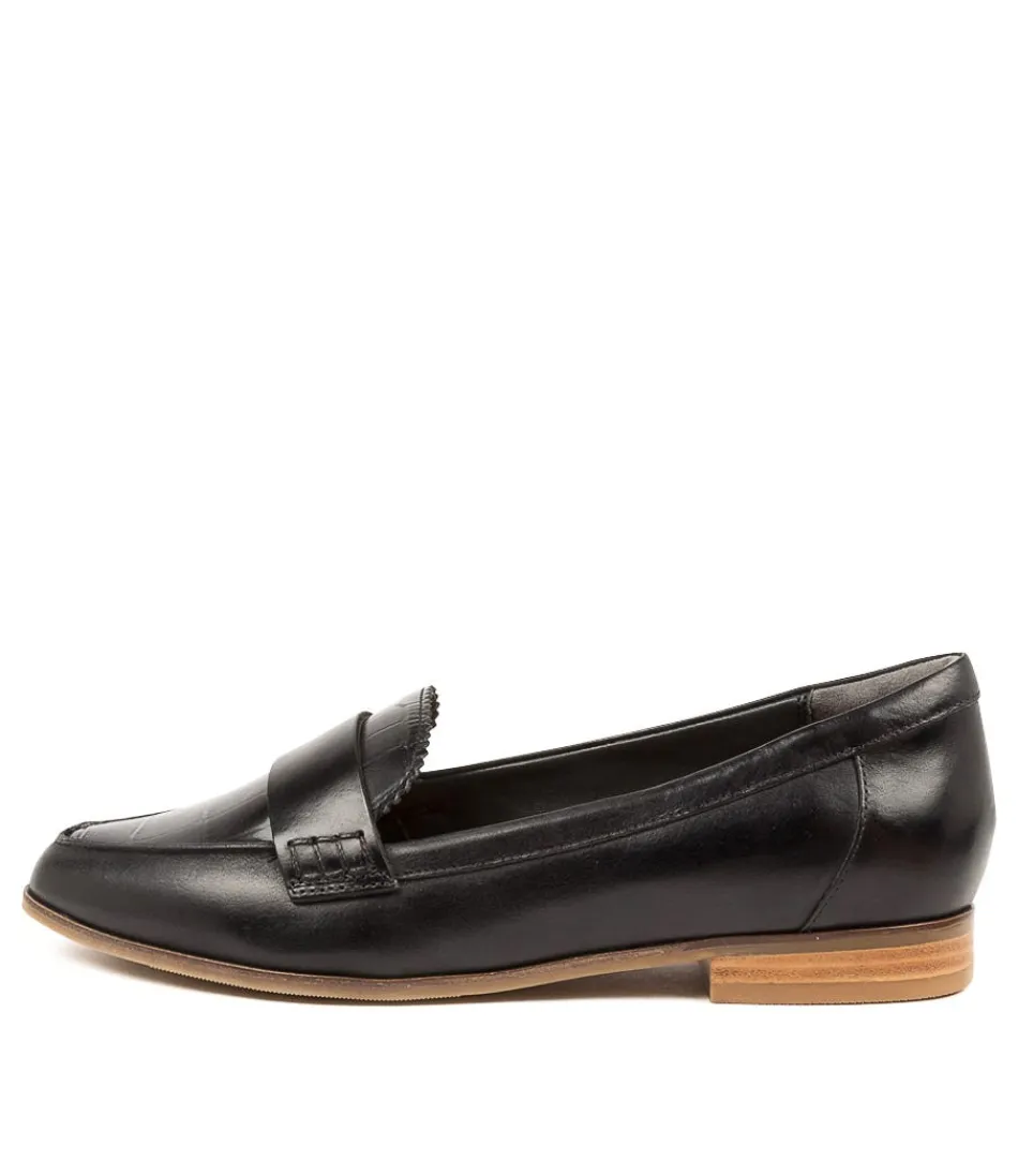 Women ZIERA Loafers<Oreta Xw Blk Slt Lth Croc