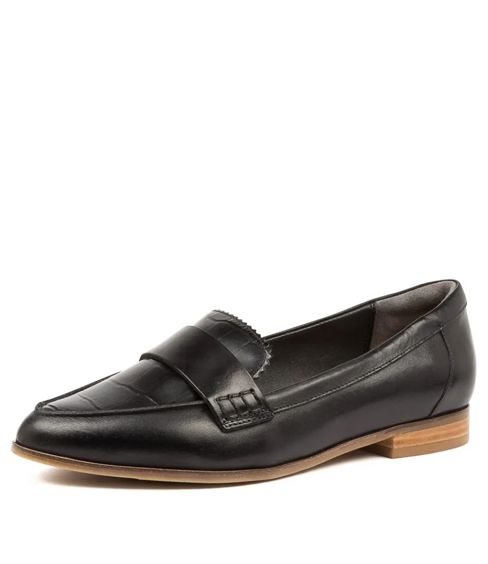 Women ZIERA Loafers<Oreta Xw Blk Slt Lth Croc