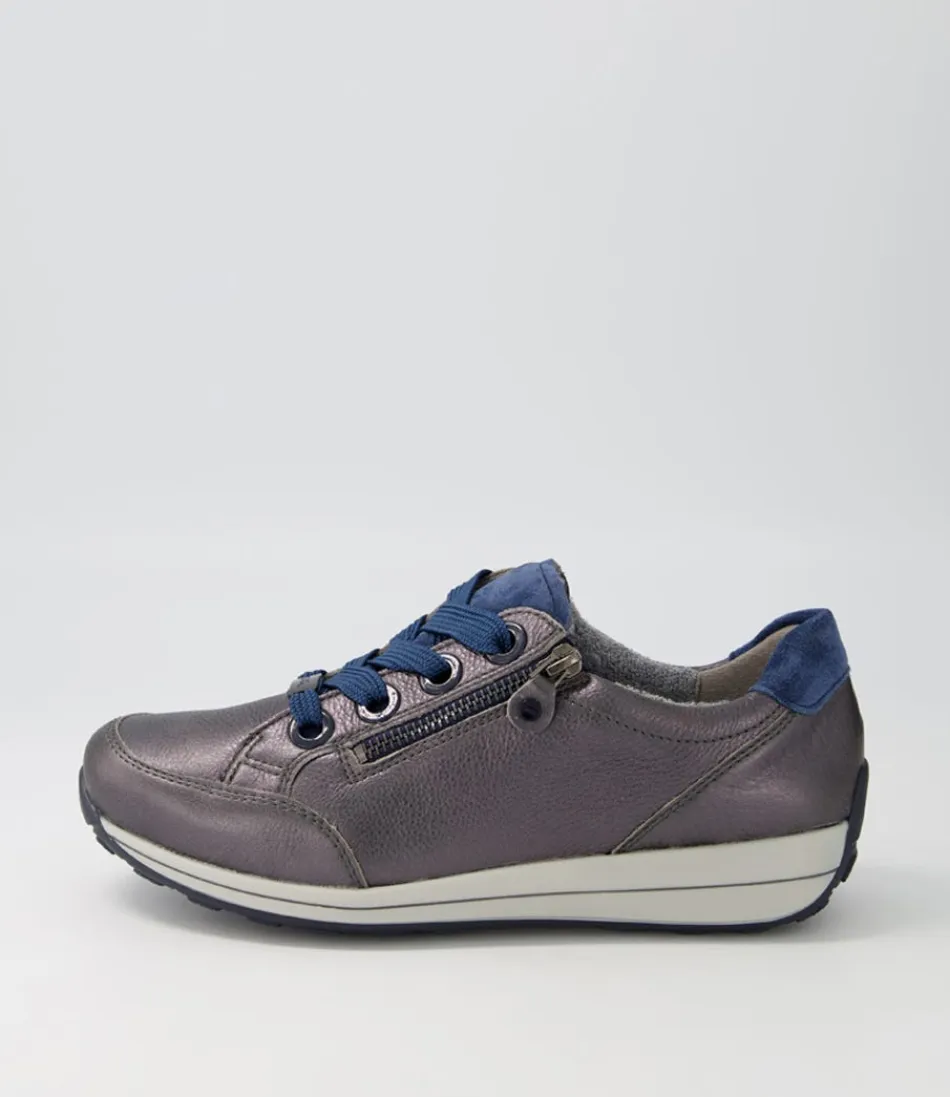 Women ARA Comfort<Osaka 87 Anthrazit Indigo Leather Suede Sneakers