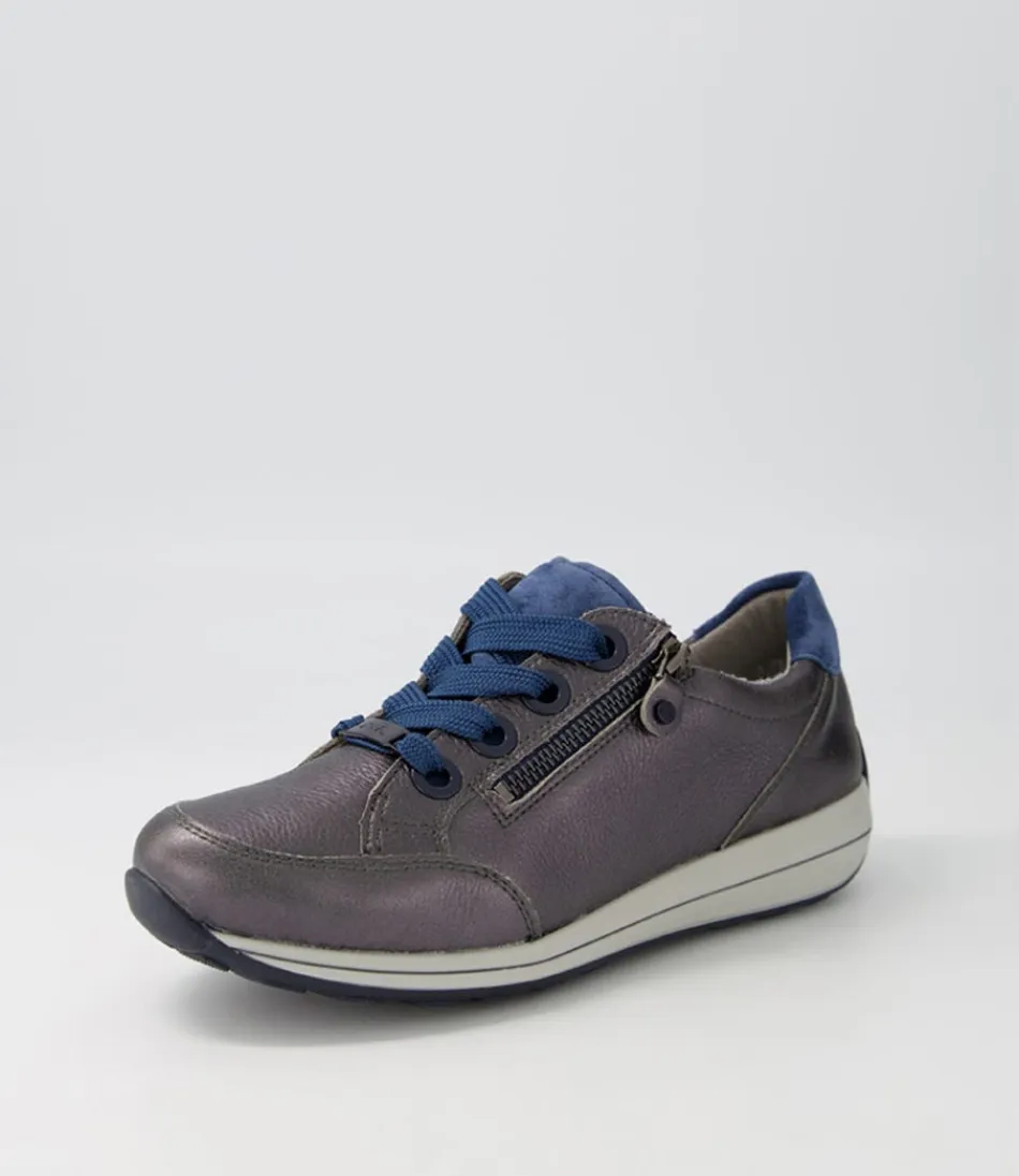 Women ARA Comfort<Osaka 87 Anthrazit Indigo Leather Suede Sneakers