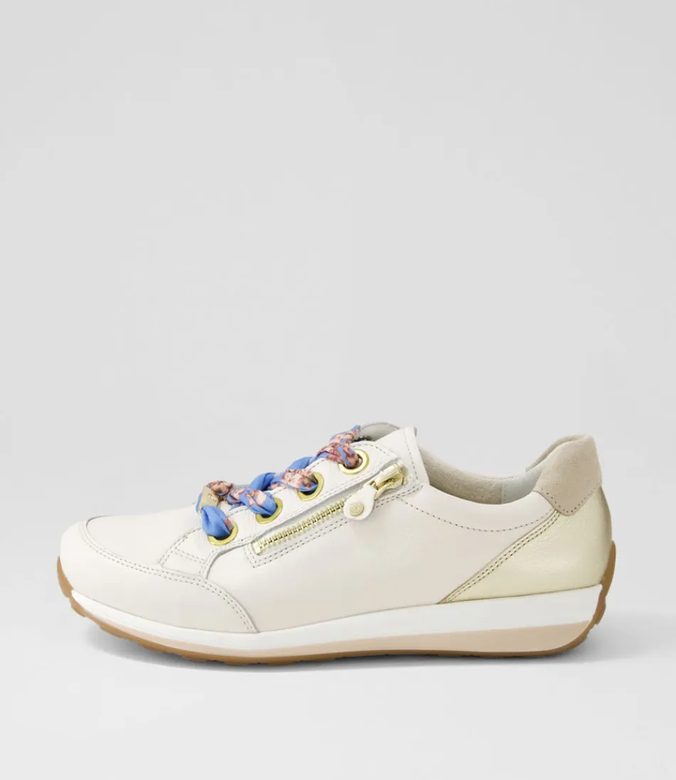 Women ARA Comfort<Osaka 87 Creme Shell Platinum Leather Sneakers