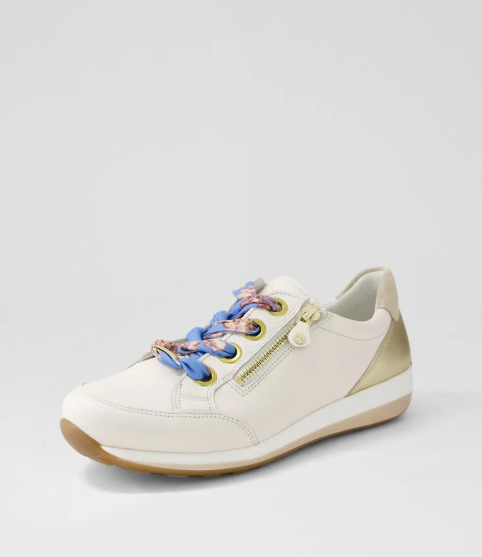 Women ARA Comfort<Osaka 87 Creme Shell Platinum Leather Sneakers