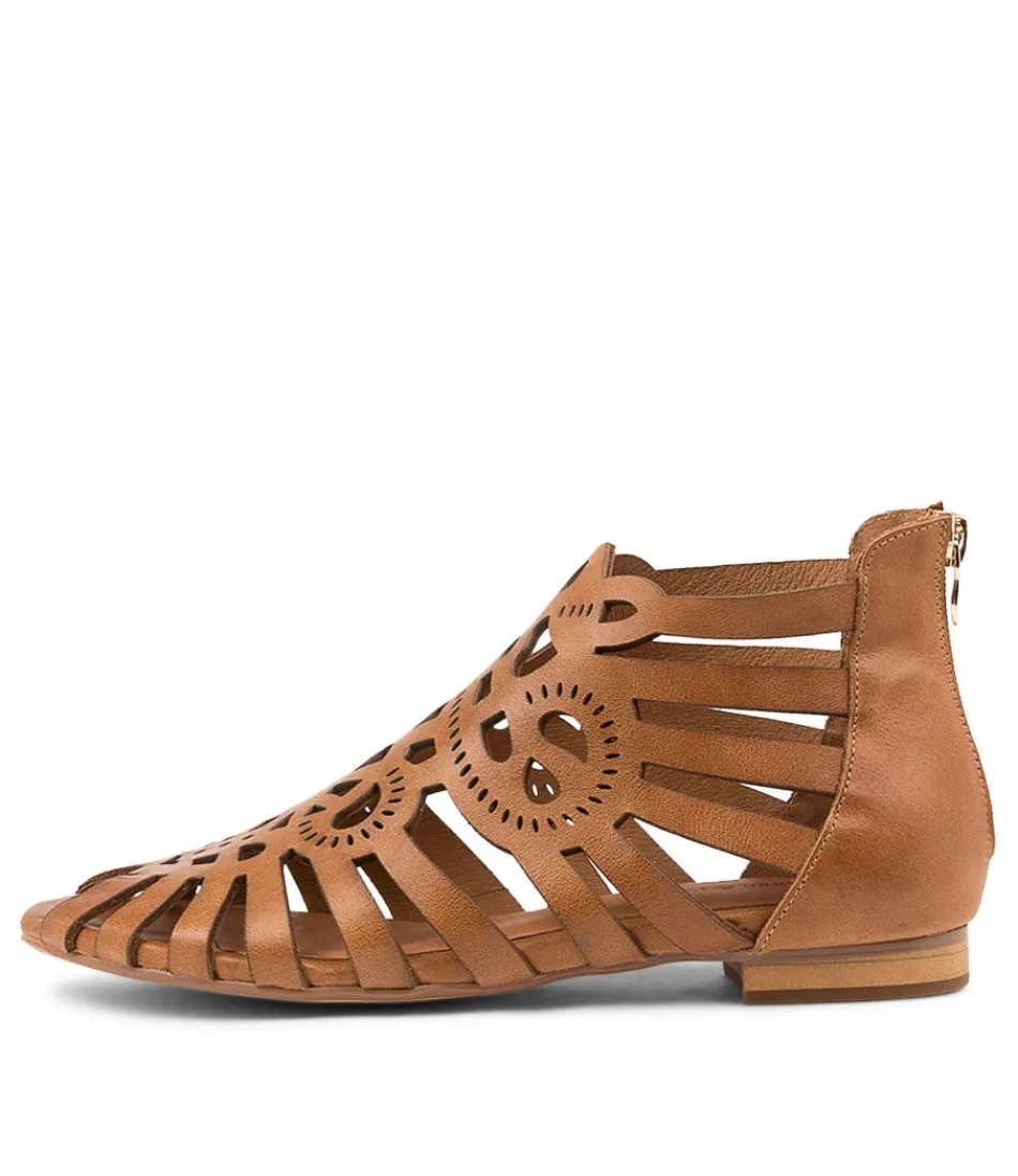 Women DJANGO & JULIETTE Flats<Palermo Tan Leather Sandals