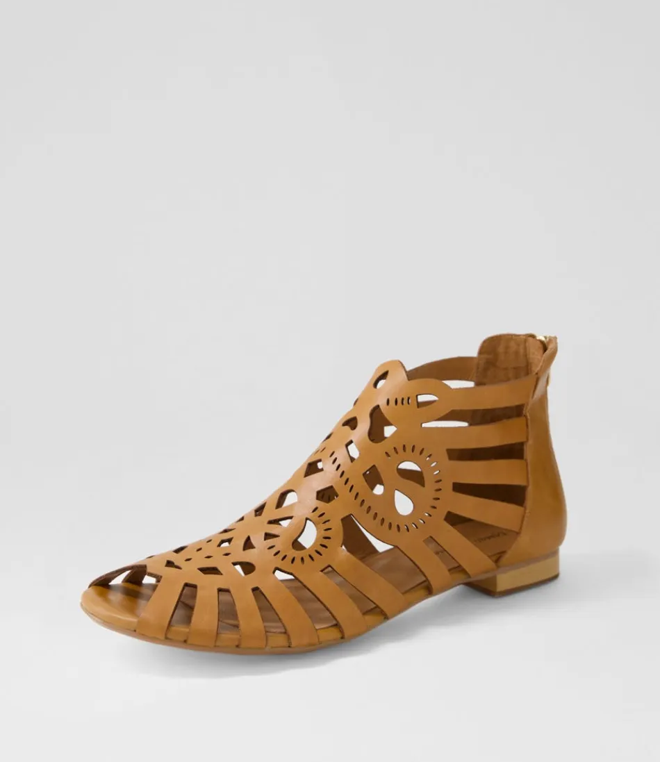 Women DJANGO & JULIETTE Flats<Palermo Tan Leather Sandals