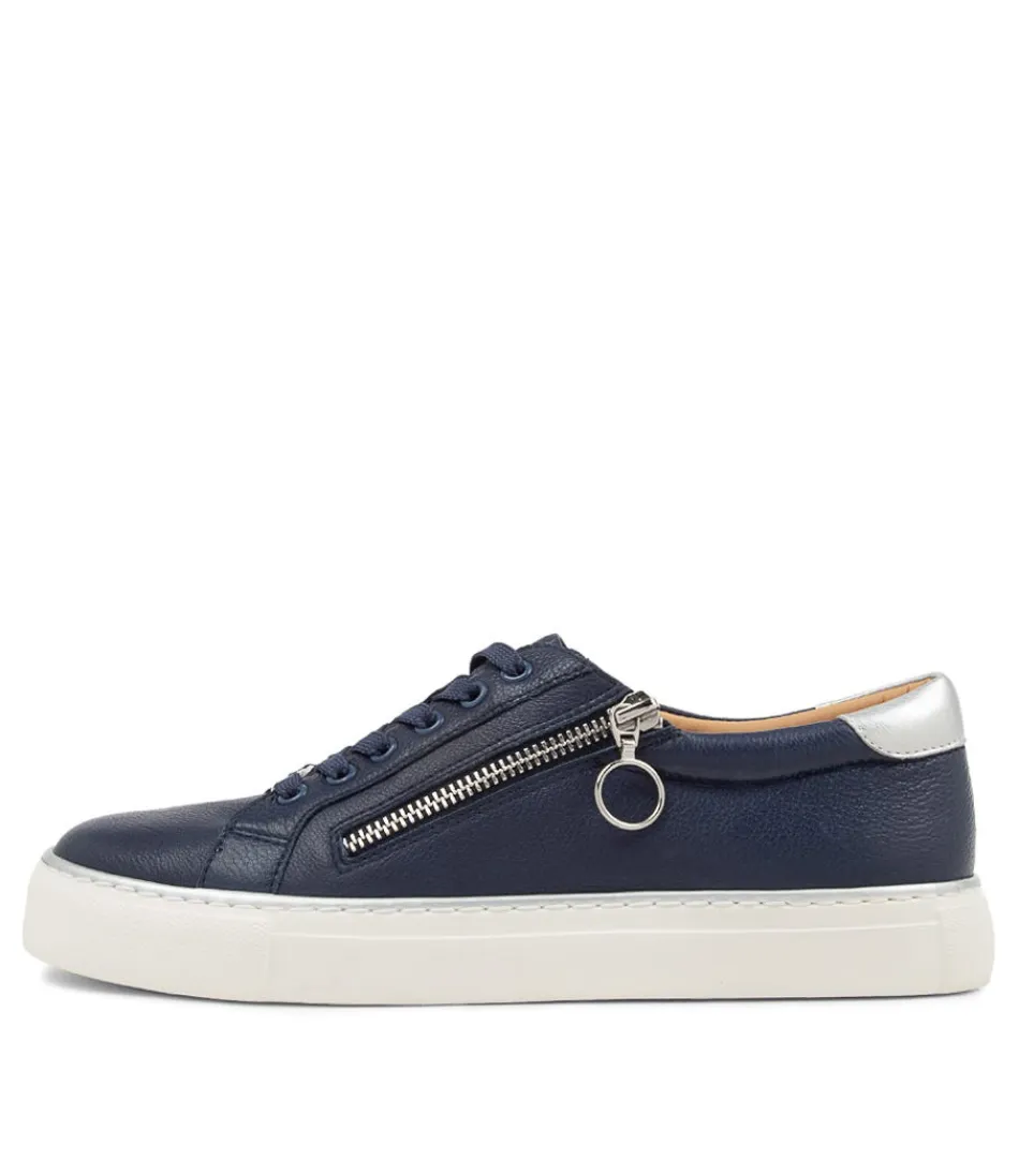 Women ZIERA Comfort<Pamela Xf Navy Silver Leather Sneakers