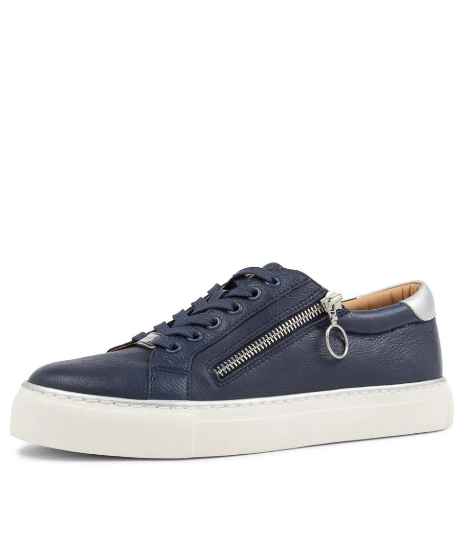 Women ZIERA Comfort<Pamela Xf Navy Silver Leather Sneakers