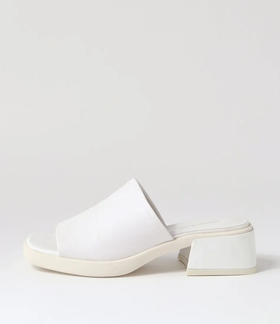 Women DJANGO & JULIETTE Heels<Parnee White Leather Mules