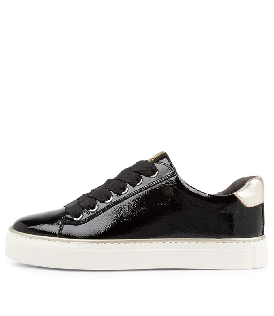 Women ZIERA Sneakers<Penny Xf Black Gold Patent Leather Sneakers