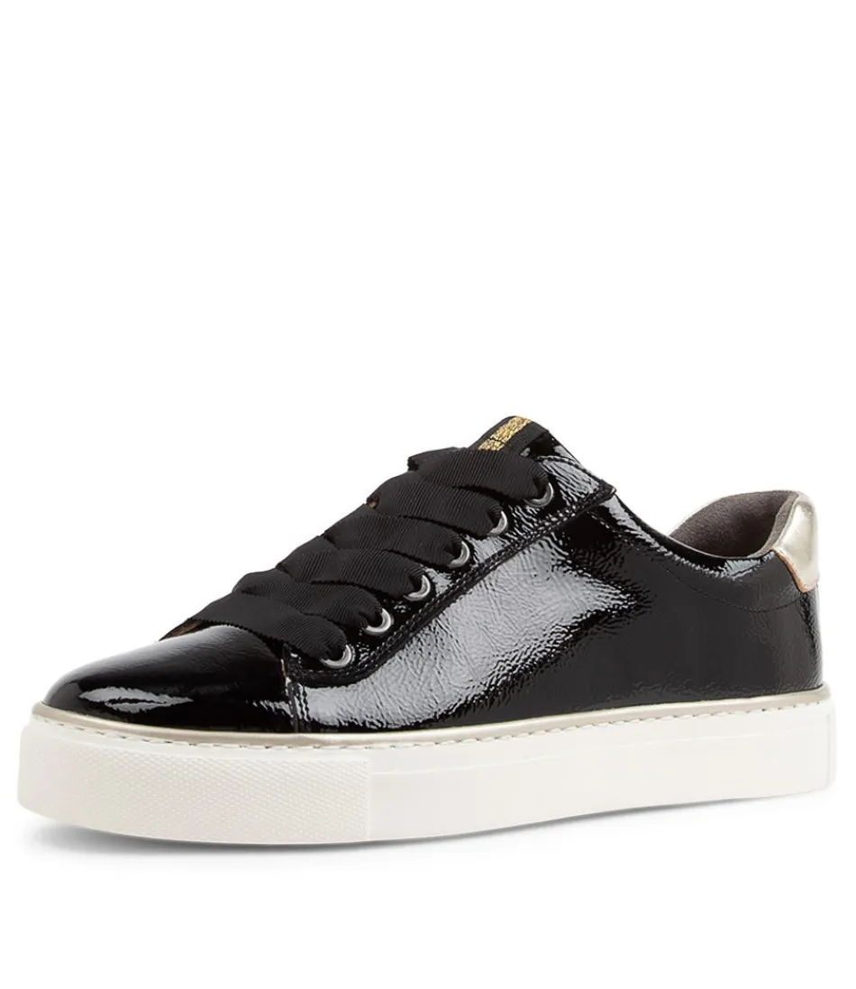 Women ZIERA Sneakers<Penny Xf Black Gold Patent Leather Sneakers