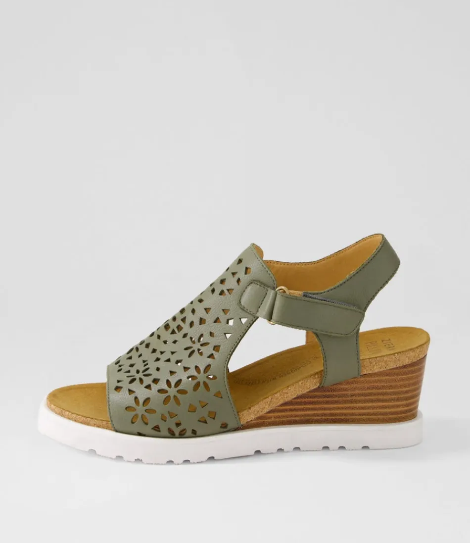 Women ZIERA Wedges<Perynn W Olive Leather Sandals