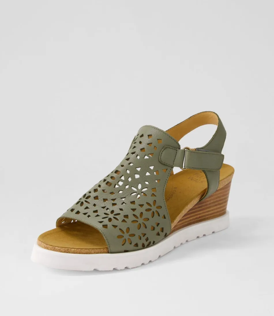 Women ZIERA Wedges<Perynn W Olive Leather Sandals