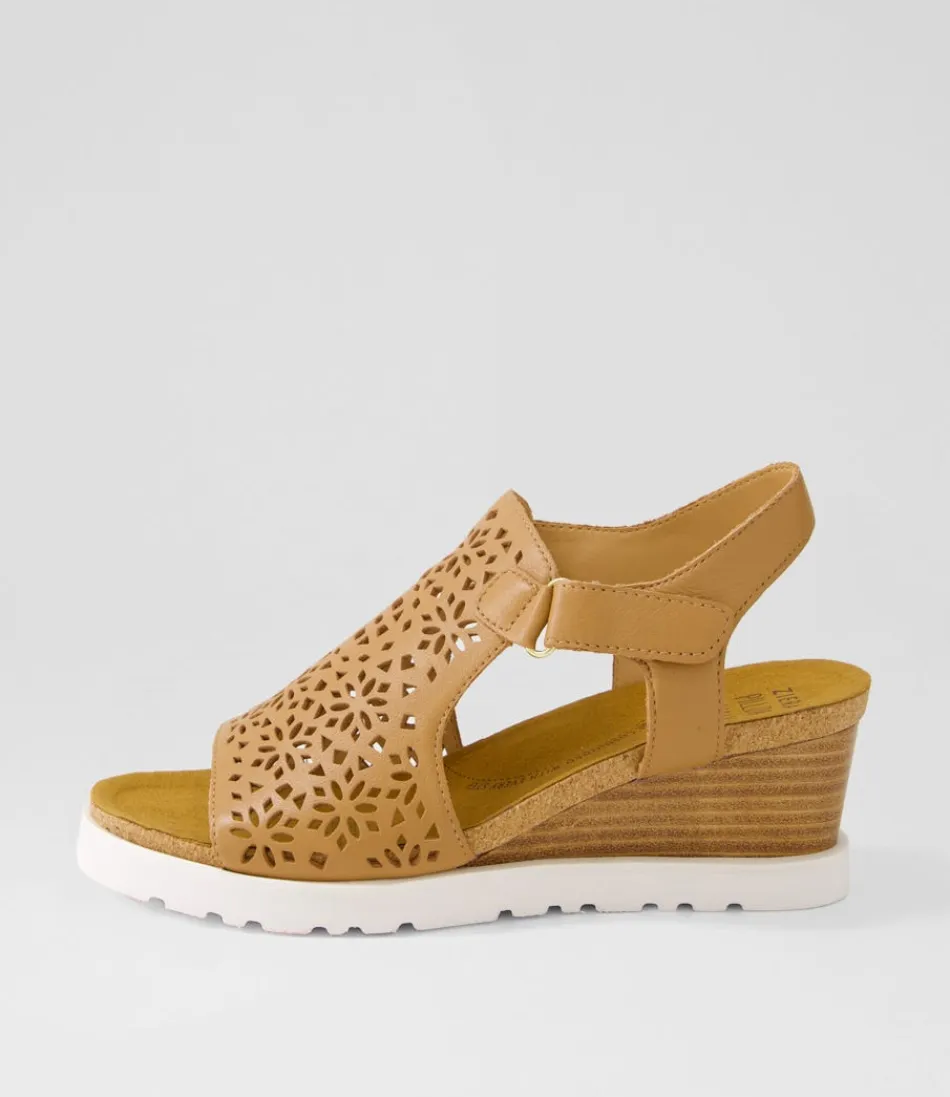 Women ZIERA Wedges<Perynn W Tan Leather Sandals