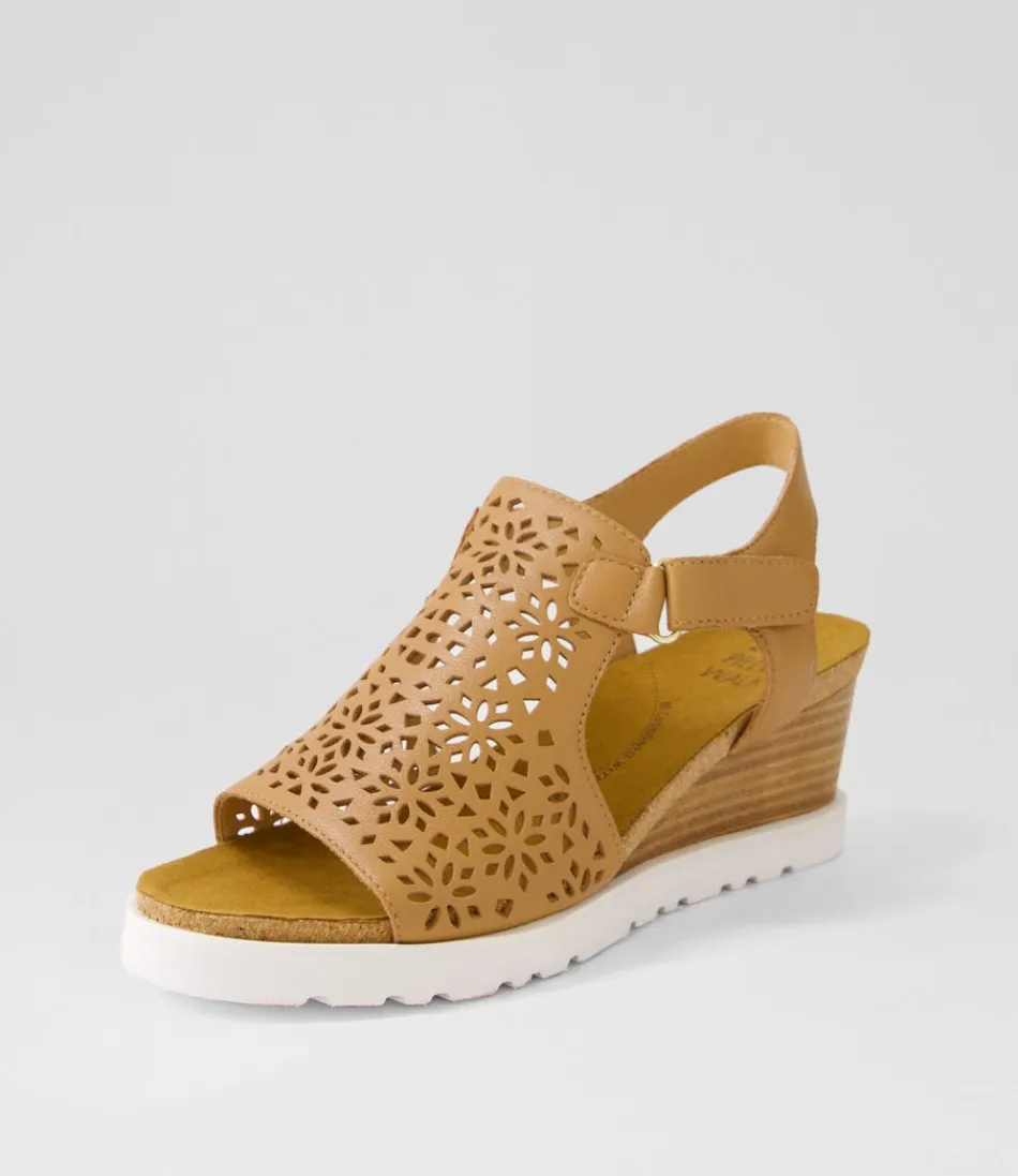 Women ZIERA Wedges<Perynn W Tan Leather Sandals