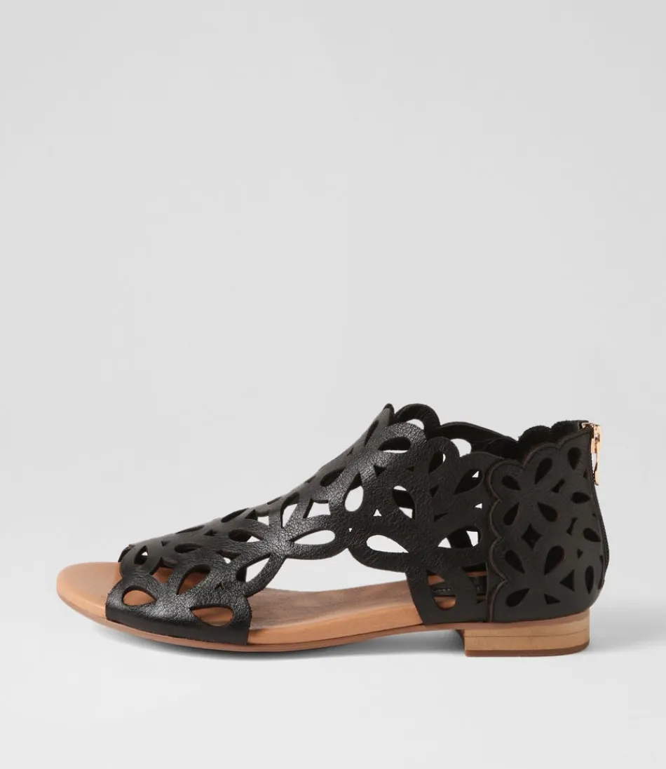 Women DJANGO & JULIETTE Flats<Pietro Black Leather Sandals