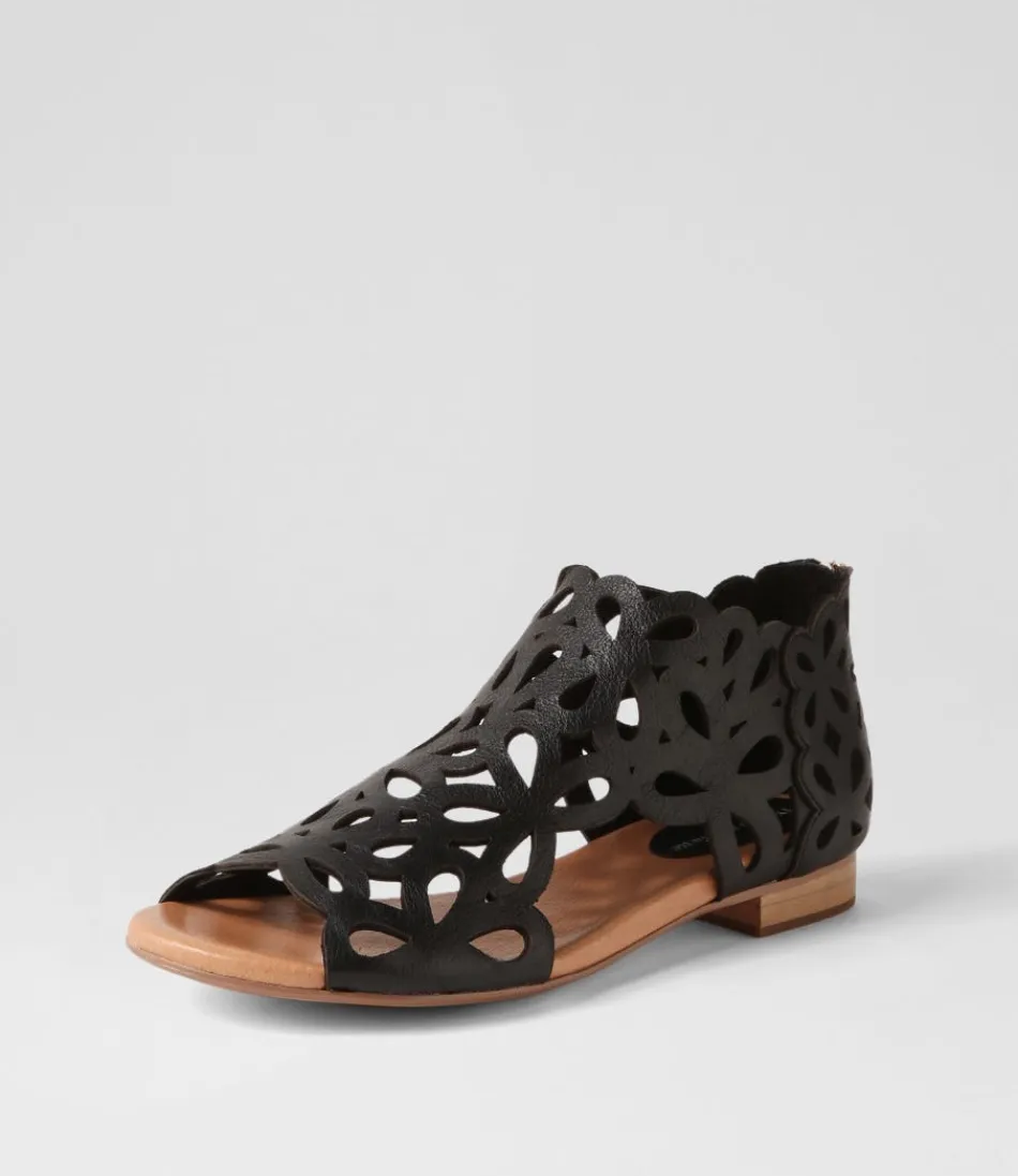 Women DJANGO & JULIETTE Flats<Pietro Black Leather Sandals