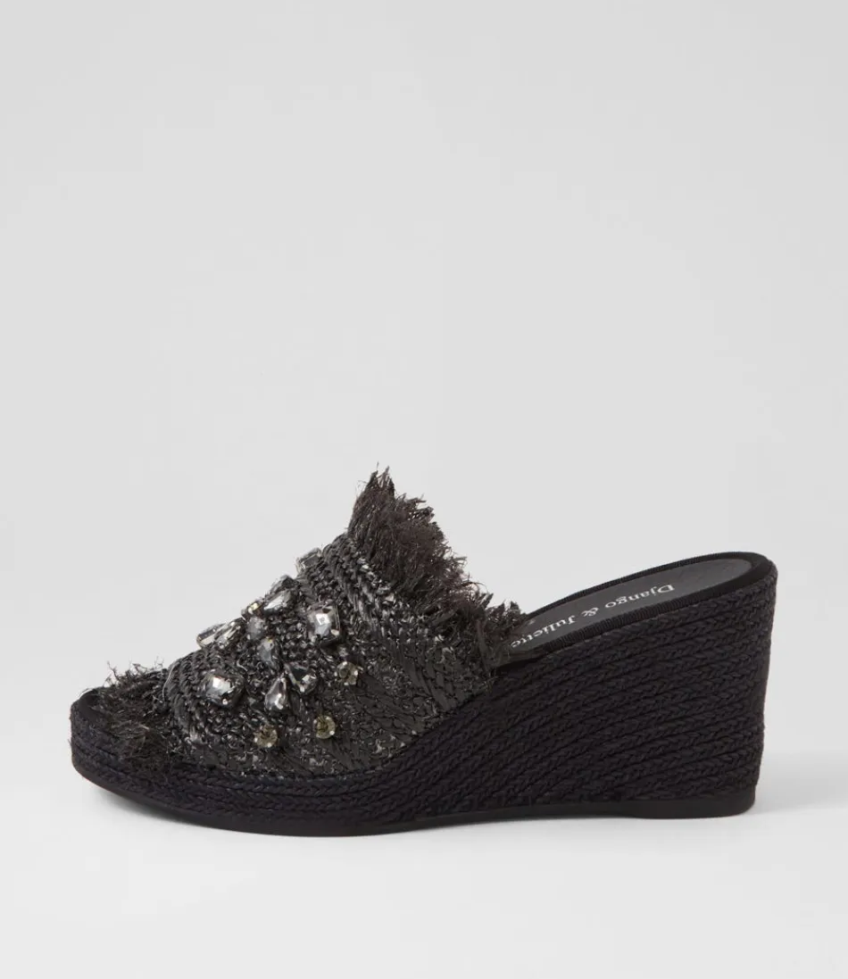 Women DJANGO & JULIETTE Espadrilles<Pitchy Black Synthetic Raffia Espadrilles