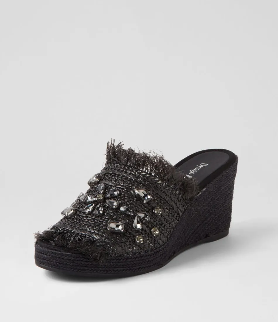 Women DJANGO & JULIETTE Espadrilles<Pitchy Black Synthetic Raffia Espadrilles