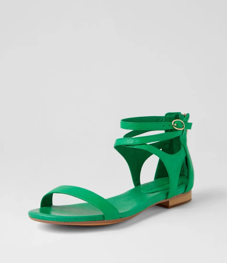 Women DJANGO & JULIETTE Flats<Please Bright Emerald Leather Sandals