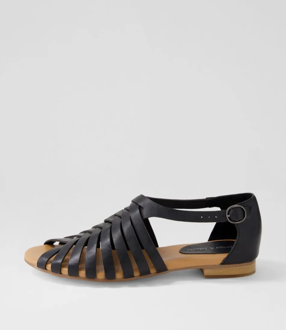 Women DJANGO & JULIETTE Flats<Pleva Black Leather Sandals