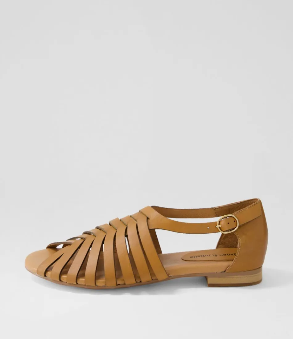 Women DJANGO & JULIETTE Flats<Pleva Tan Leather Sandals