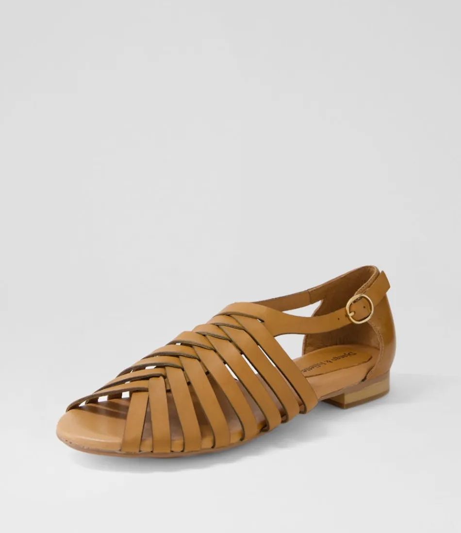 Women DJANGO & JULIETTE Flats<Pleva Tan Leather Sandals