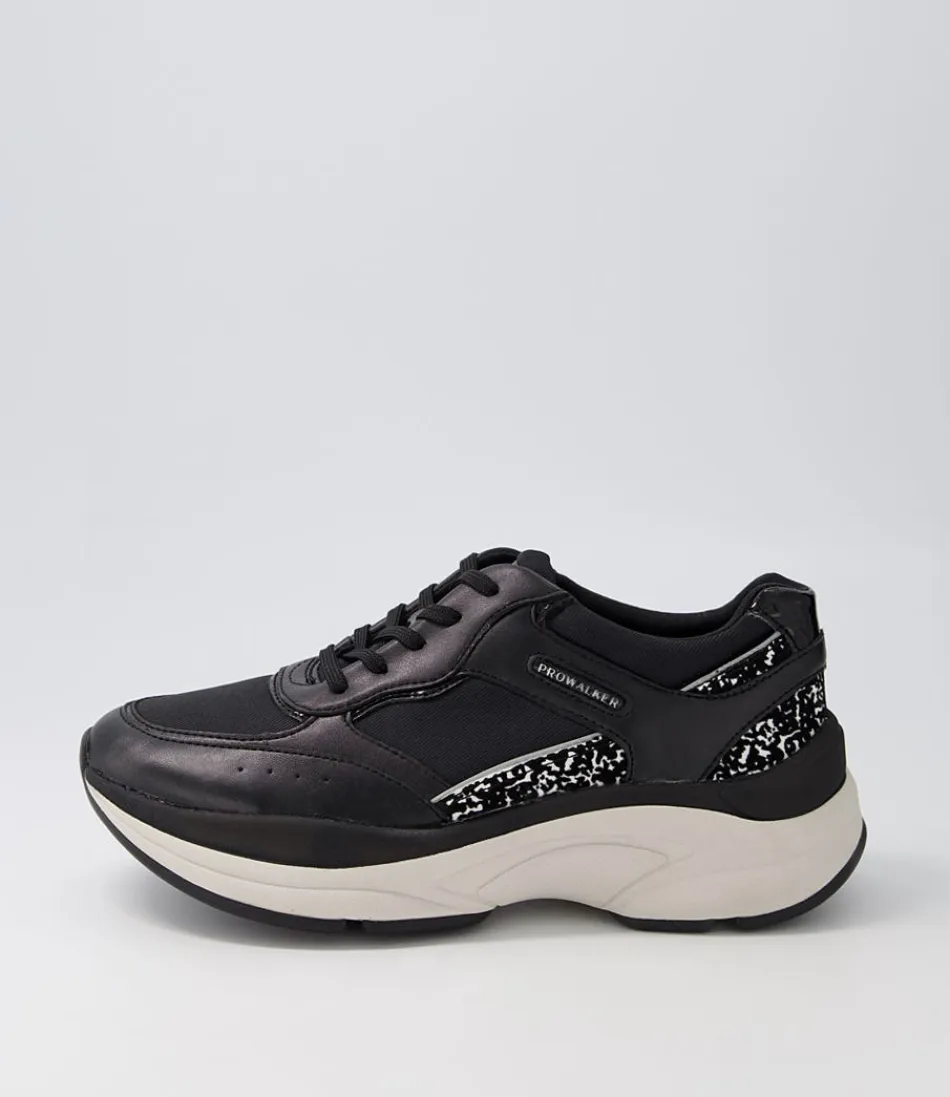 Women ROCKPORT Comfort<Pro Black Leather Textile Sneakers