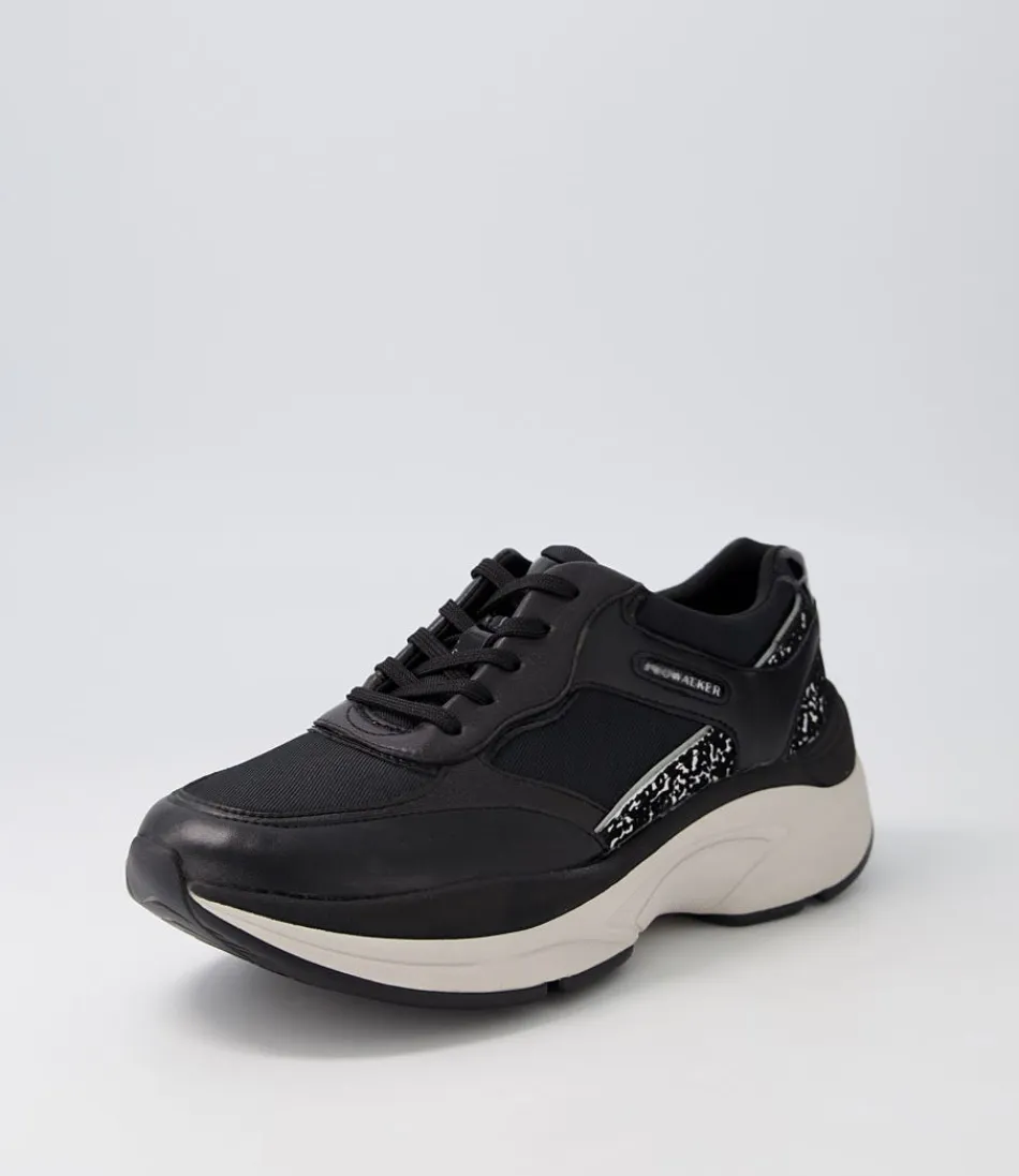 Women ROCKPORT Comfort<Pro Black Leather Textile Sneakers