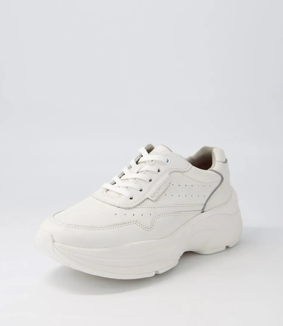 Women ROCKPORT Comfort<Pro Walker Premium White Leather Sneakers