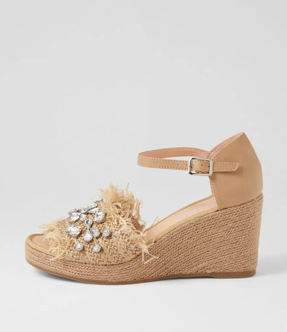 Women DJANGO & JULIETTE Heels<Purley Coffee Synthetic Raffia Leather Sandals