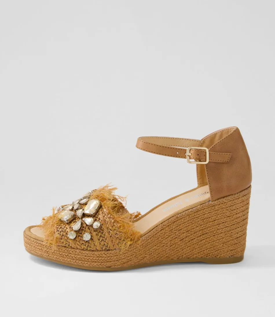 Women DJANGO & JULIETTE Heels<Purley Tan Synthetic Raffia Leather Sandals