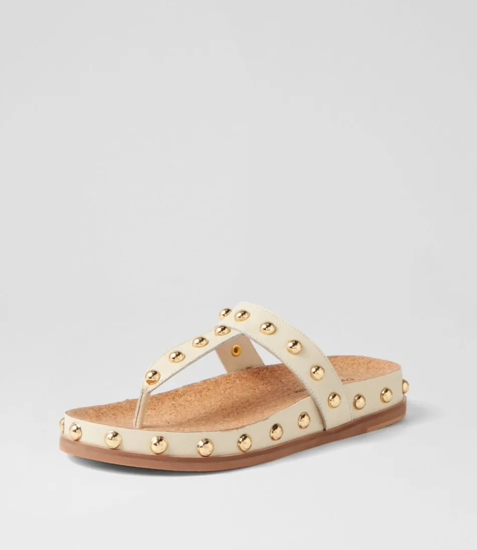 Women DJANGO & JULIETTE Flats<Quell Milk Gold Leather Thongs