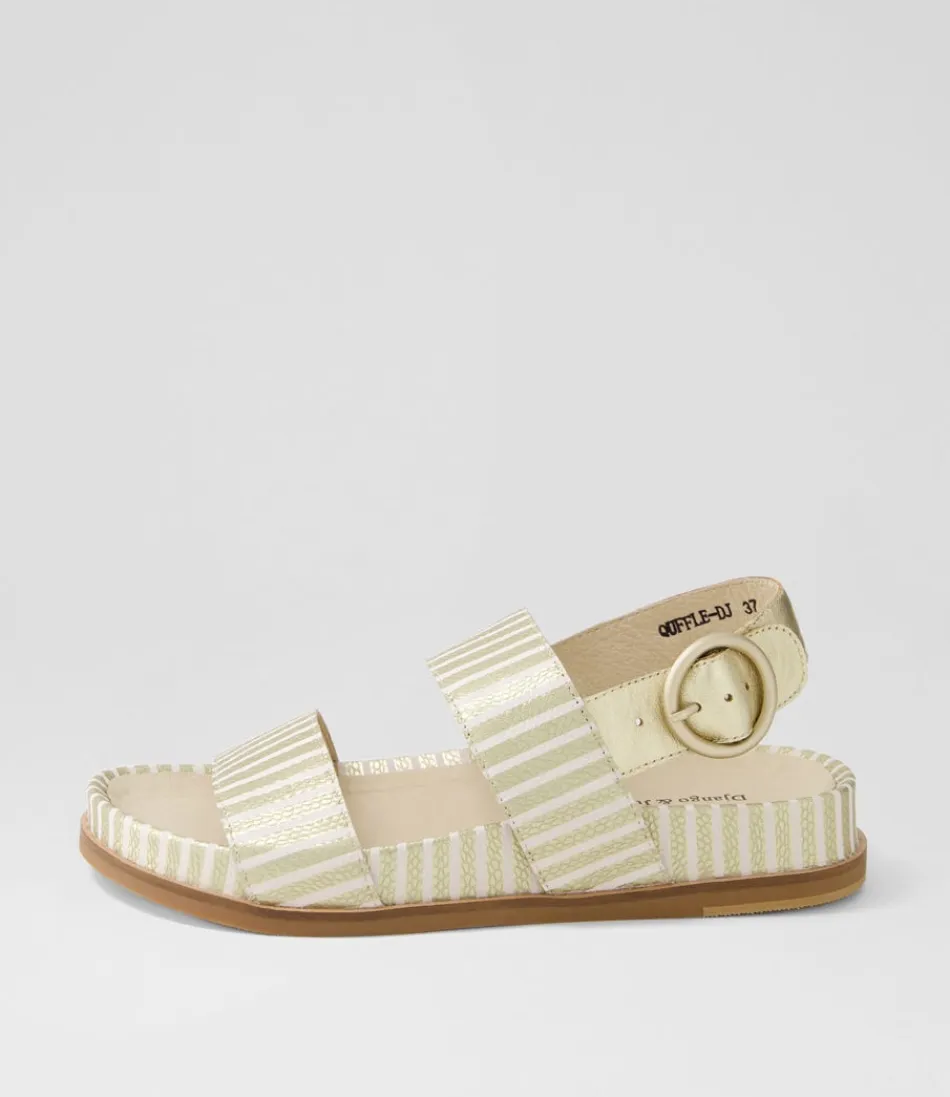 Women DJANGO & JULIETTE Flats<Quffle Milk Gold Stripe Leather Sandals