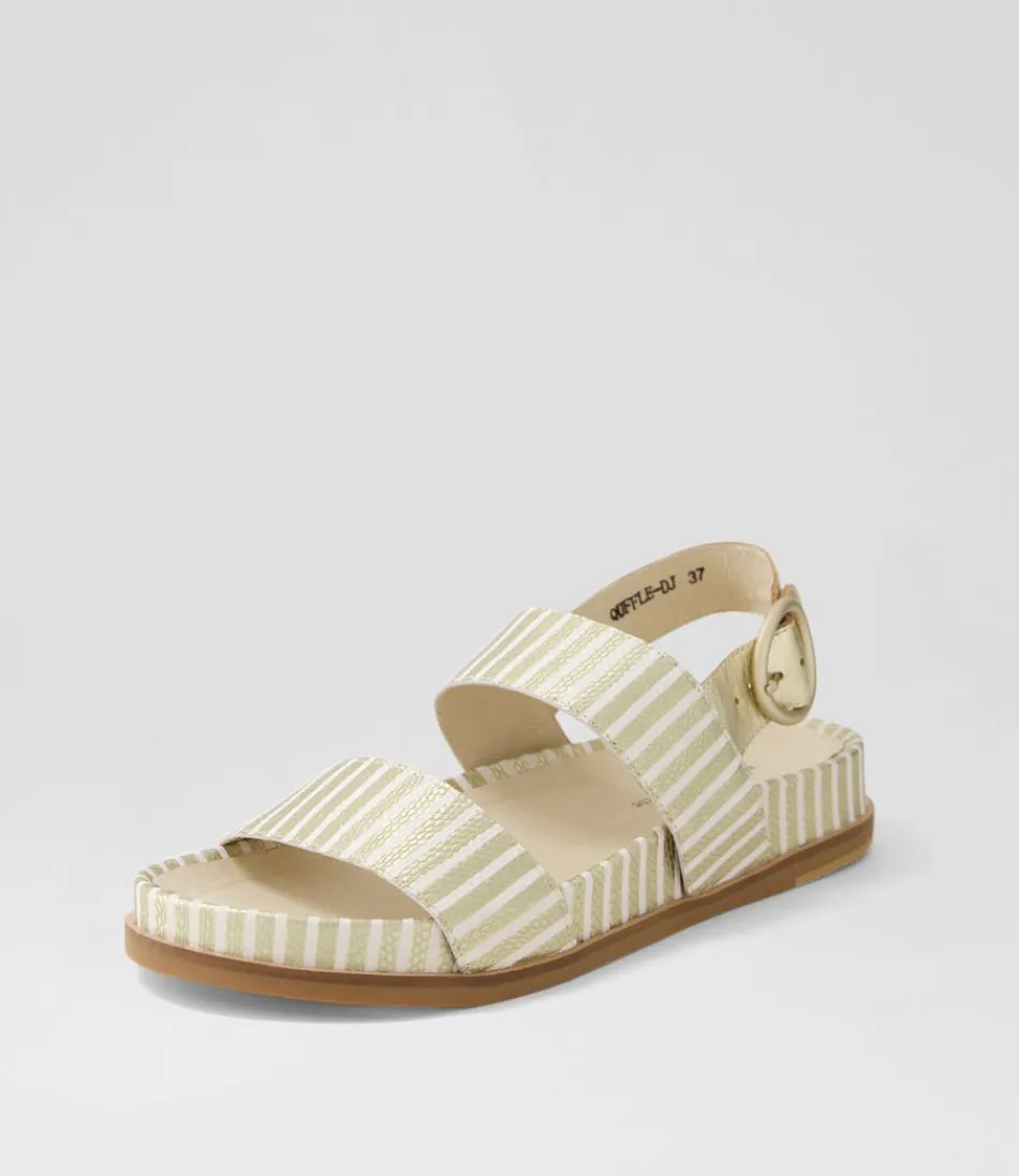 Women DJANGO & JULIETTE Flats<Quffle Milk Gold Stripe Leather Sandals