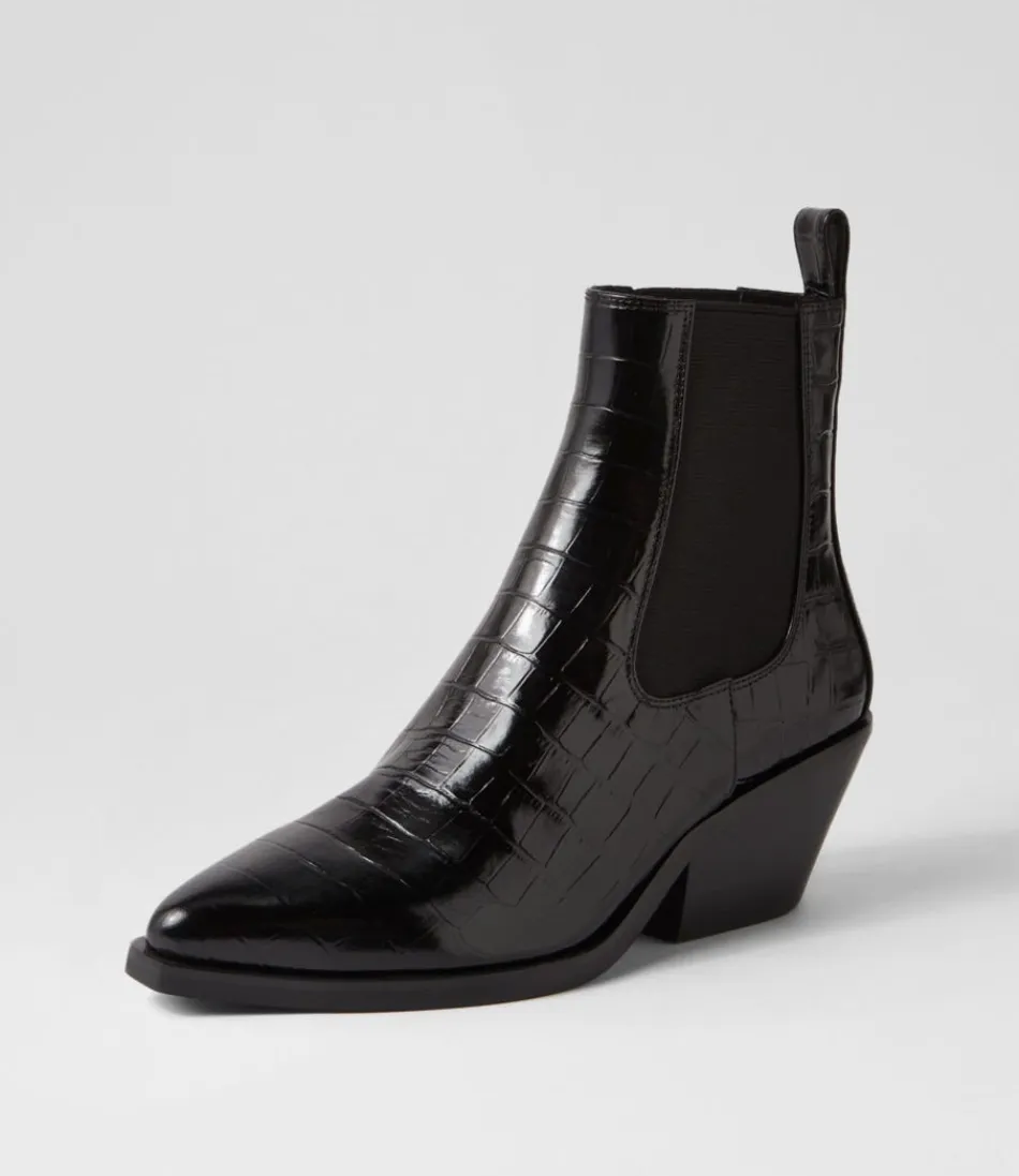 Women MOLLINI Boots<Rage Black Croc Patent Leather Chelsea Boots