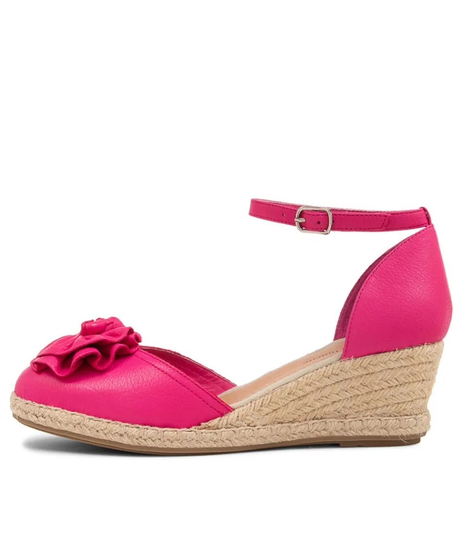 Women DJANGO & JULIETTE Espadrilles<Raggie Fuchsia Natural Rope Leather Wedges