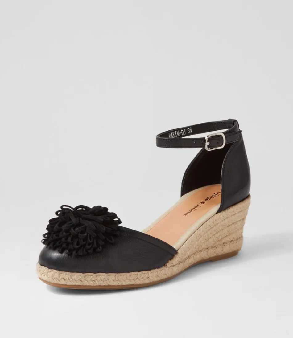 Women DJANGO & JULIETTE Espadrilles<Rakim Black Leather Suede Wedges