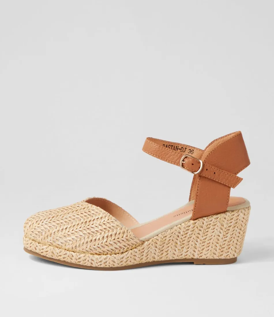 Women DJANGO & JULIETTE Espadrilles<Rastan Natural Dark Tan Synthetic Raffia Leather Wedges