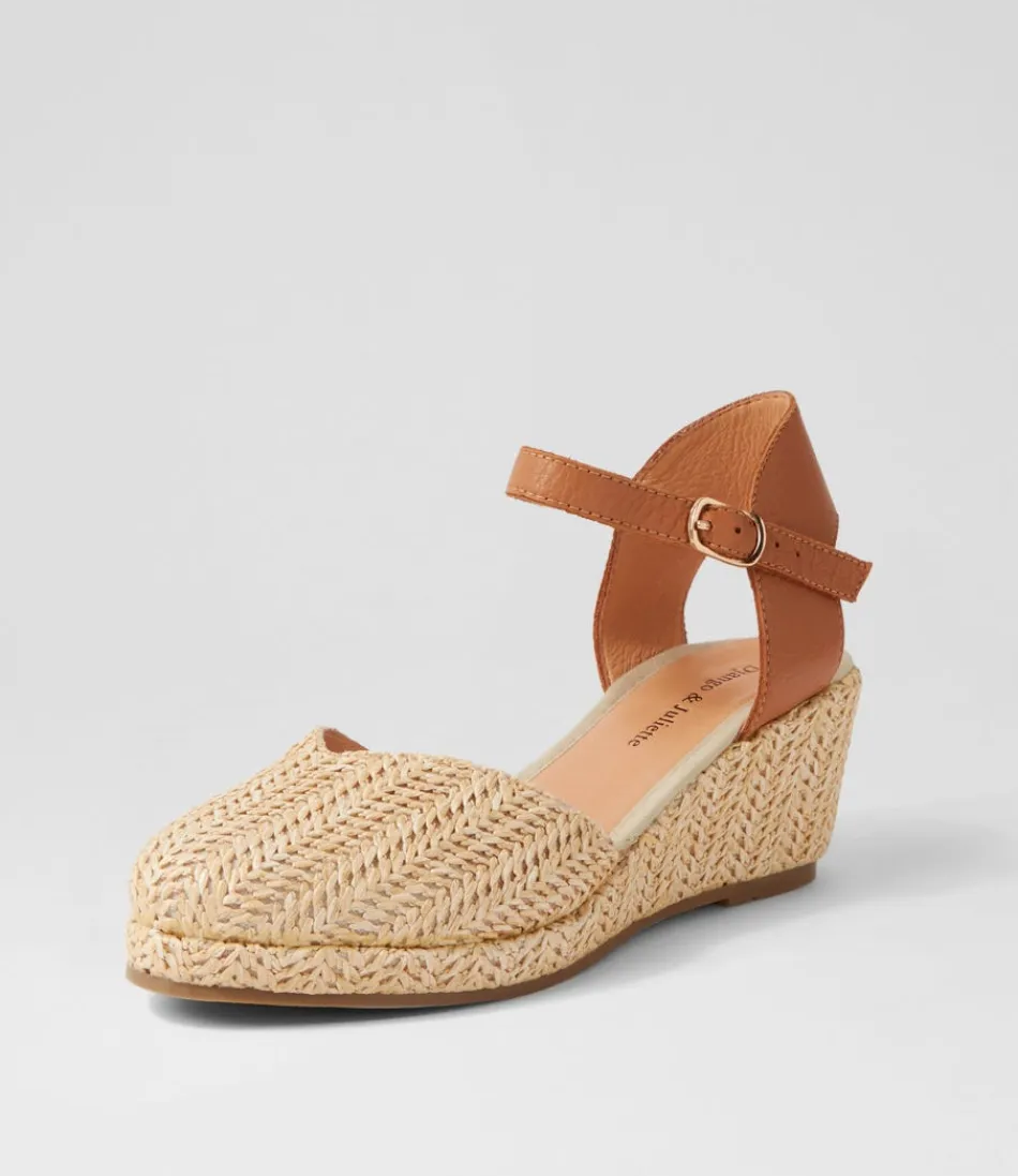 Women DJANGO & JULIETTE Espadrilles<Rastan Natural Dark Tan Synthetic Raffia Leather Wedges