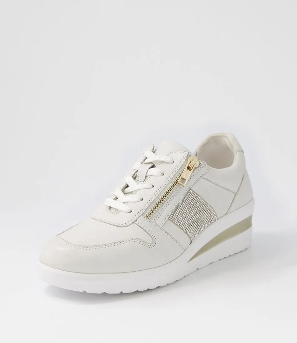 Women SUPERSOFT Comfort<Reehale White Silver Leather Jewels Sneakers